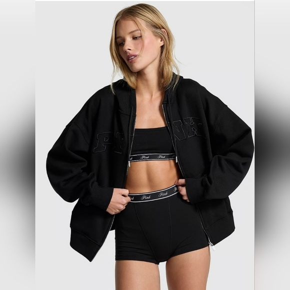 Pink Ivy Fleece Campus Full-Zip Hoodie . - Picture 2 of 4